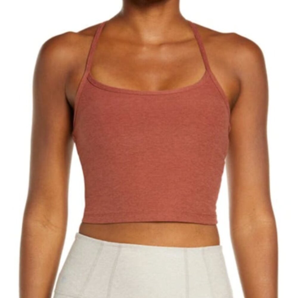 Beyond Yoga Spacedye Slim Racerback Cropped Tank Plus Size 3X Copper Heather
